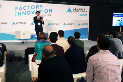 El Director Técnico de Vixion Connected Factory, Iñigo Lazcanotegui, durante la presentación de hoy en Barcelona.