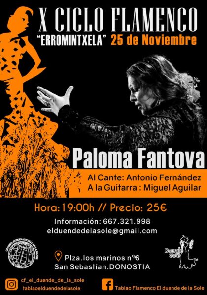 otoño 2023 el X Ciclo Flamenco Tablao "ERROMINTXELA” en El Duende de la Sole de Donostia