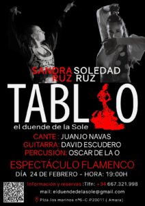 Donostia San Sebastián, Sábado 24 de Febrero a las 19:00h al Centro Flamenco El Duende de la Sole